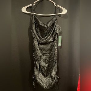 Black strap cheetah print dress